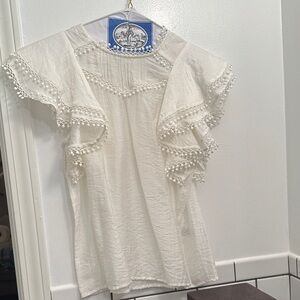 Sabina Musayev White Blouse with Lace Details